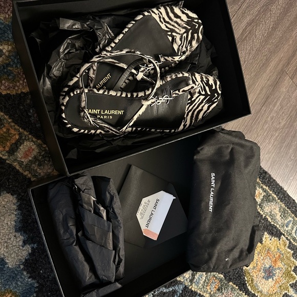 YSL ZEBRA PRINT PONY HAIR SANDALS - Picture 3 of 7